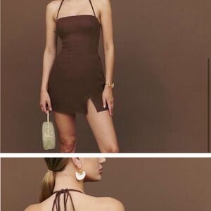 Reformation brown linen mini dress